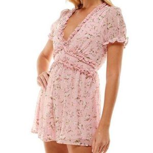 NWOT Trixxi Women's Pink Ruffled Short Sleeve‎ Daytime Romper Juniors Size XL